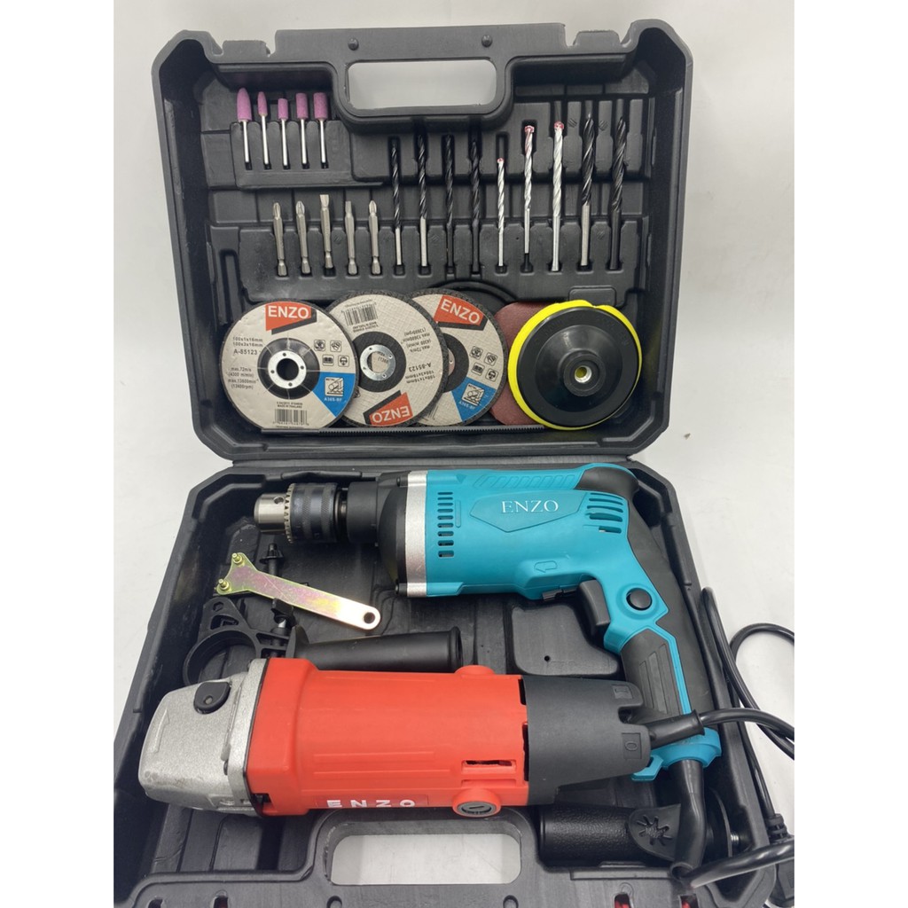 ENZO ชุดสว่าน 5 หุน มาพร้อมเครื่องหินเจีย 4 นิ้ว