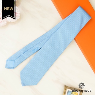 HERMES SILK TIE H PATTERN BLUE