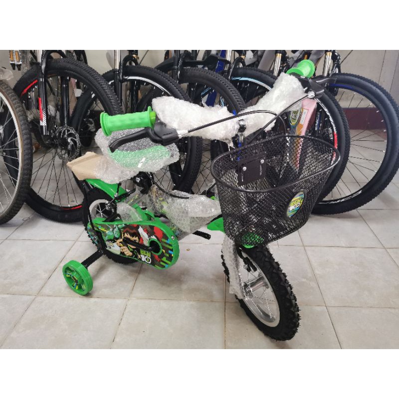 จักรยาน​ Ben10.ยี่ห้อ​ Turbo.ขนาด​ 12​  นิ้ว​ สีเขียวดำ​  ตระกร้า​ บันได​ พร้อมปั่น