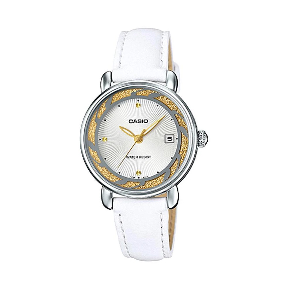 Casio Standard นาฬิกาข้อมือผู้หญิง สายหนัง สีขาว รุ่น LTP-E120L-7A2DF