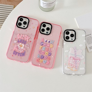 [Case Tify] เคสโทรศัพท์มือถือ TPU นิ่ม แบบใส กันกระแทก พิมพ์ลายตัวอักษรตลก หลากสี สําหรับ iPhone 14 Pro Max 12 11 Pro Max 7 8 Plus X XS Max XR 13 Pro Max