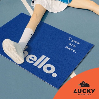 LUCKY HOME พรมต้อนรับหน้าบ้าน พรมดักฝุ่น พรมไวนิล PVC ลาย Hello ขนาด: 90x60 cm HELLO