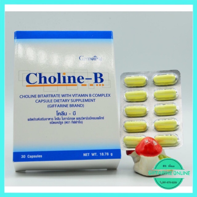 วิตามินบีรวม และโคลีน โคลีนบี กิฟฟารีน บำรุงสมอง แก้เหน็บชา Choline-B ...