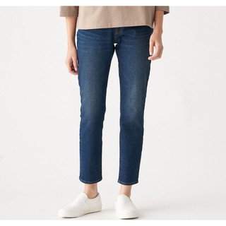 MUJI Ladies Organic Cotton 4-Way Stretch Denim Slim Straight Pants แบรนด์แท้