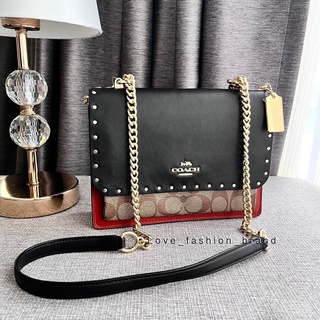 👑ผ่อน0%แท้100%👑 COACH 90400 กระเป๋าสะพายโซ่ทองสวยมาก KLARE CROSSBODY IN SIGNATURE CANVAS WITH RIVETS