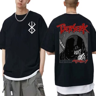 ผ้าฝ้ายแท้เสื้อยืดลําลอง แขนสั้น พิมพ์ลายการ์ตูนอนิเมะ Berserk Guts Graphic Goth แฟชั่นฮาราจูกุ สไตล์สตรีท สําหรับผู้ชาย