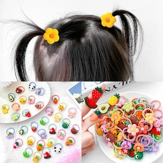 บ้านพลู🏠 ยางรัดผมเกาหลี เส้นเล็ก สำหรับเด็ก น่ารัก สีสดใส แพ็ก 10 เส้น