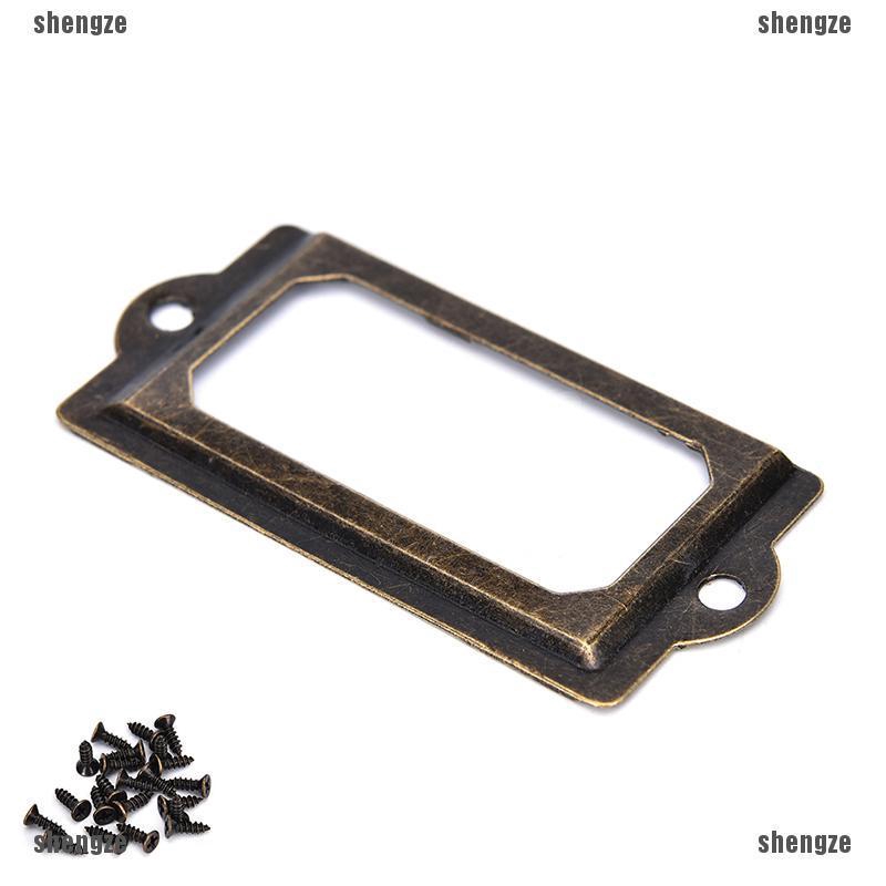 Yuan 12pcs Antique Brass Drawer Label Pull Frame Handle File Name