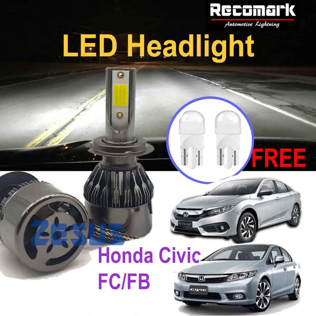 หลอดไฟหน้า LED 6000K H11 12v สําหรับ Honda Civic FB 2011-2016 และ Honda Civic FC 16-20 2 ชิ้น
