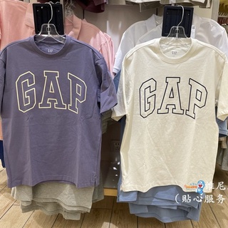 เสื้อยืดแขนสั้นลําลอง ผ้าฝ้าย ทรงหลวม พิมพ์ลายโลโก้ Gap สําหรับผู้ชาย