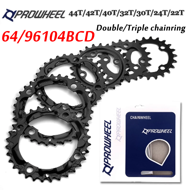PROWHEEL 104BCD MTB Chainring Triple/คู่จักรยาน Chainwheel สําหรับ 8/9/10/11S โซ่เหล็ก/โลหะผสม Crankset ขี่จักรยานเฟือง