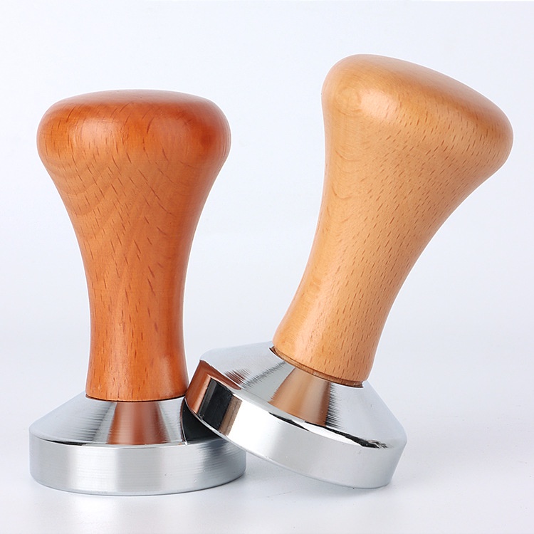 Tamper สแตนเลส 430 ก้านไม้แท้ สำหรับอัดกาแฟ espresso ขนาด 51/58mm มีสองสี (tamperที่มืออาชีพเลือกใช้) แทมเปอร์กดกาแฟ KX
