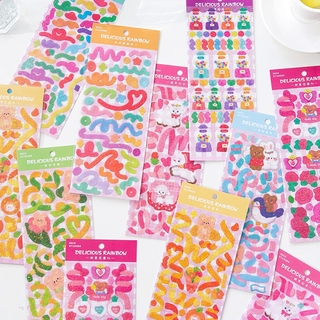 8 Designs 1 Pc/bag Ins Style Chiding Rainbow Series Creative Cute Hand Account DIY Decoration Collage Material Stickers