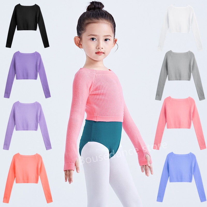 [cod]เสื้อกันหนาวแขนยาว ผ้าถัก แบบสวมหัว ยืดหยุ่น เหมาะกับเต้นบัลเล่ต์ แฟชั่นฤดูใบไม้ร่วง ฤดูหนาว สําหรับเด็กผู้หญิง