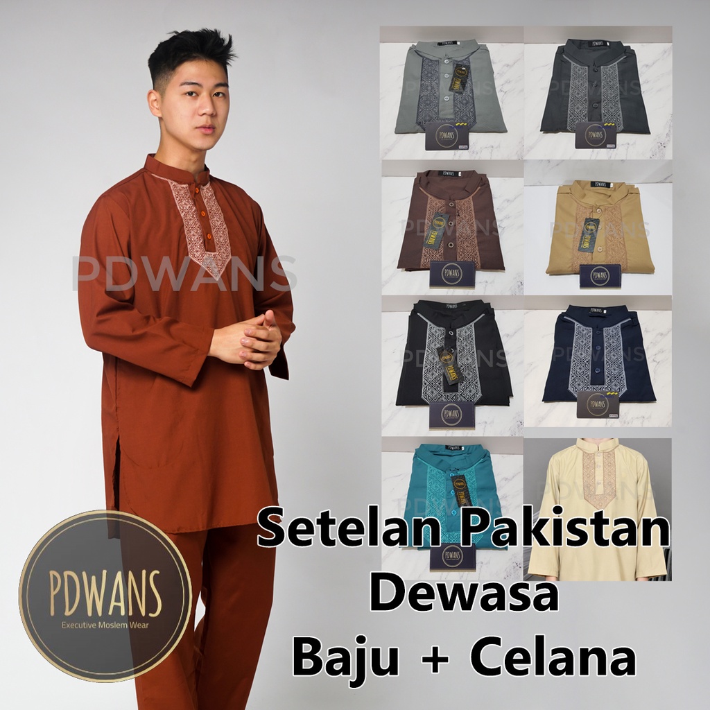 ผู้ใหญ่ PAKISTAN SUITS COLOR Series มุสลิมปัก Koko เสื้อผู้ชาย UMROH CLOTHES BGM05D PDWANS