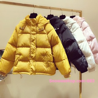 แจ็คเก็ตขนเป็ดตัวสั้นฟังก์ชั่นครบ สีพื้น ใส่ได้ตลอด