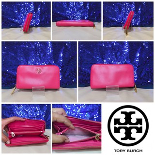 👝: TORY BURCH Pink Robinson Zip Continental Wallet แท้💯%