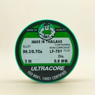 ตะกั่วบัดกรี LEAD FREE 0.8 มม. 3 ม. ตรา Ultracore (ไร้สารตะกั่ว)