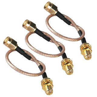 3x RP-SMA Extension Cable, Nut Bulkhead Crimp Coax Adaptor