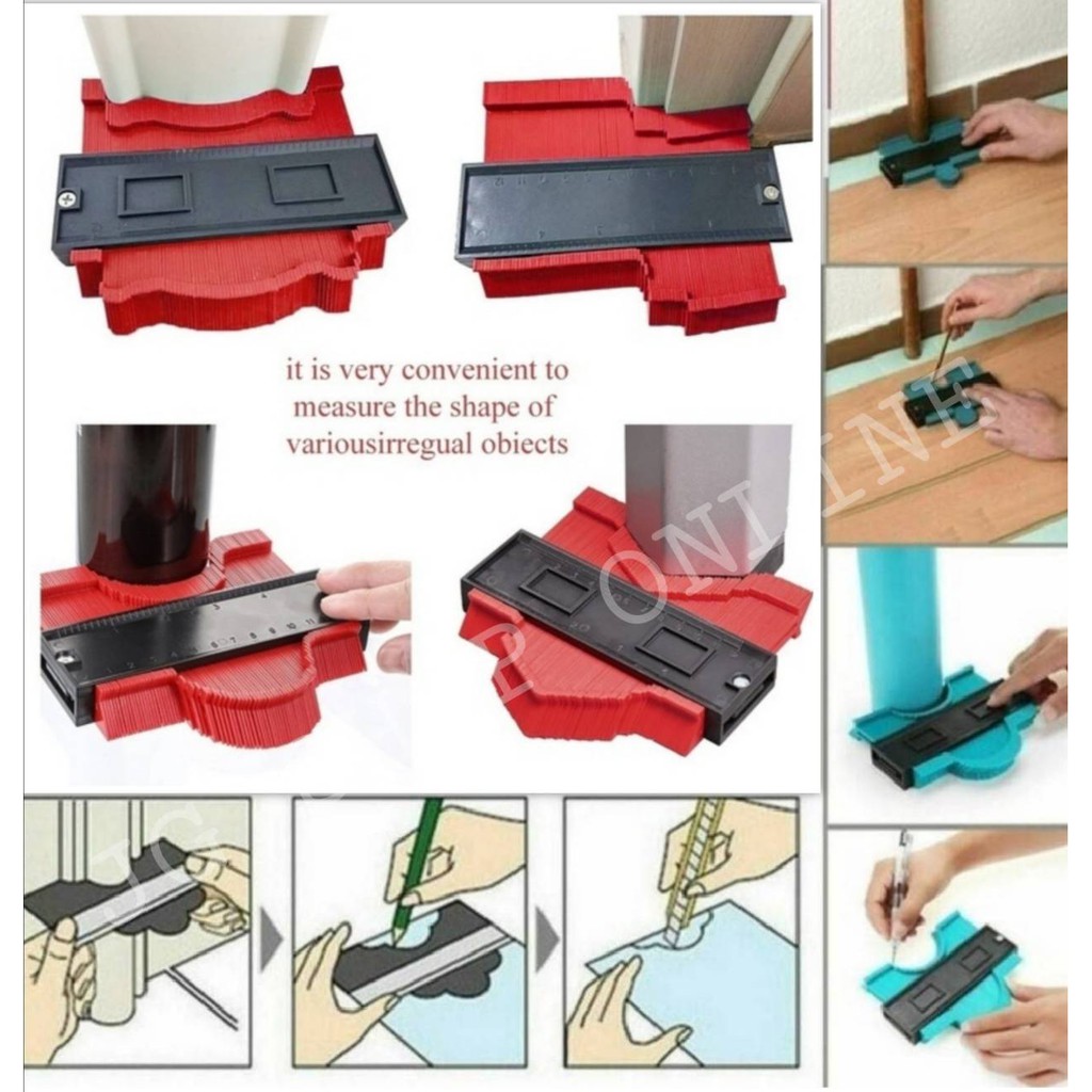 Contour Profile Gauge အလုပ်ပုံစံကူးယူတဲ့ Ge g အမျိုးစုံ—ထောင့်/ကော်လံ/ကြွေပြား/သစ်သား/မှန် ကူးယူရန်