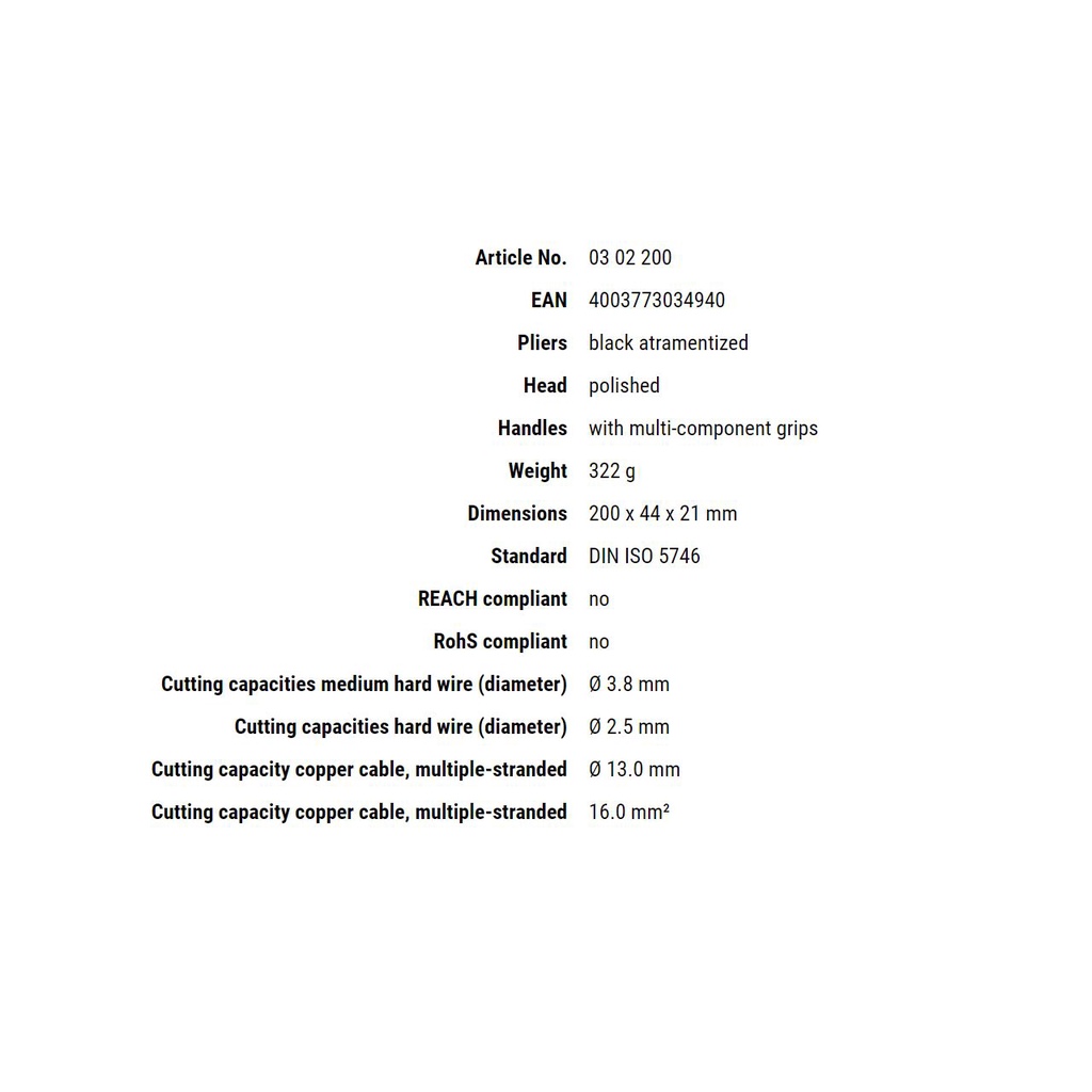 Knipex คีมปากจิ้งจกด้ามหนา ขนาด 8 นิ้ว รุ่น 0302200 - รูปที่ 3