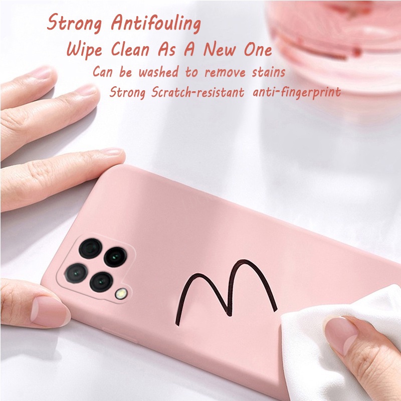 เคส Samsung M12 M22 M32 M23 M33 M53 เคสซิลิโคนเหลวพร้อมกล้องแบบเต็มสายคล้อง Xiaomi redmi สายคล้องเชือกเส้นเล็ก ข้าวแดง - รูปที่ 7