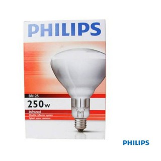 Phillips หลอดอินฟาเรด​ ฟิลลิปส์​ 250วัตต์​ E27(ใส)​ ให้ความอบอุ่นสัตว์เลี้ยง