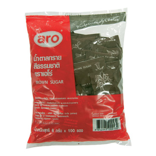 สินค้าแนะนำ!! เอโร่ น้ำตาลทรายสีธรรมชาติ 6 กรัม x 100 ซอง aro Brown Sugar 6 g x 100 sachets