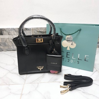 # 590 ทรงMini Tote หนังเรียบเงา กระเป๋าแบรนด์ CICELLE (ซี-เซล) สีดำ