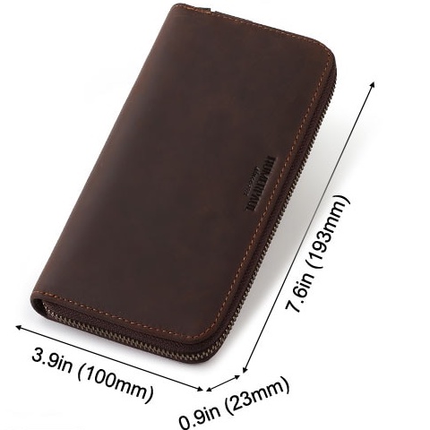 Kavis กระเป๋าสตางค์ หนังแท้ ใบยาว มีซิป สไตล์วินเทจ ใส่เหรียญได้ สําหรับผู้ชาย BP909 - รูปที่ 2