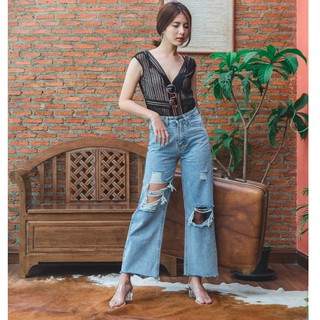 Jassica Denim ยีนส์ขากระบอกกว้าง