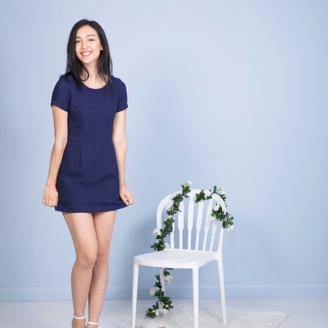 Diamond dress สี Prussian Blue เดรสทรงเอ