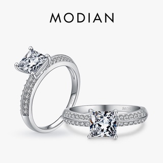 Modian แหวนเงินแท้ 925 ทรงสี่เหลี่ยม 100% หรูหรา เครื่องประดับแฟชั่น สําหรับผู้หญิง งานแต่งงาน