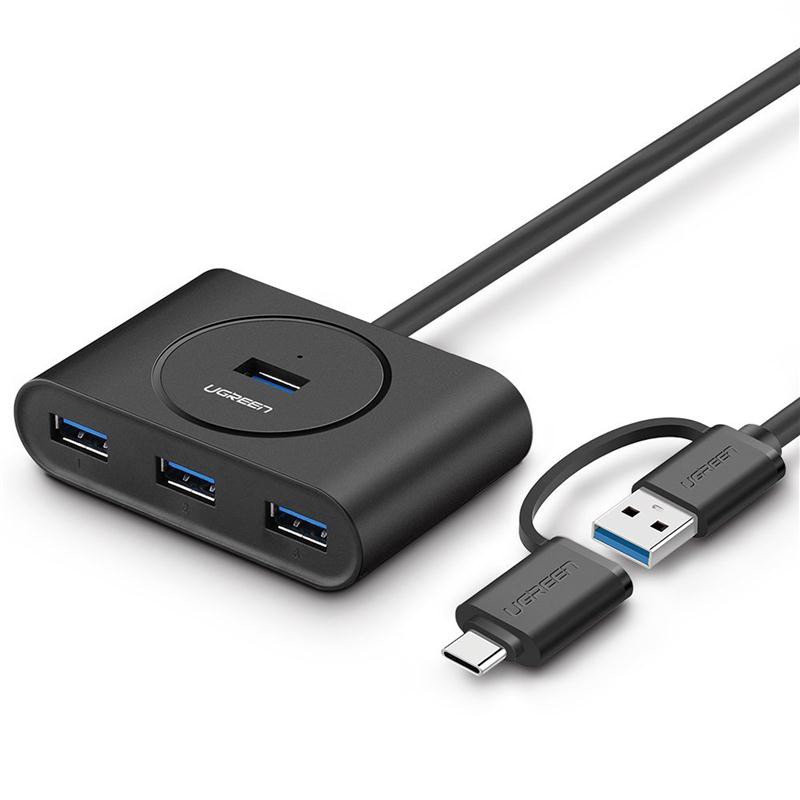 UGREEN รุ่น 40850 ตัวเพิ่มช่องสัญญาณ USB3.0 Hub 4ช่อง จาก Type C USB 3.1 OTG