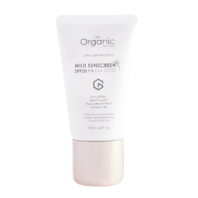 ครีมกันแดด ออร์แกนิค G&T Organic Mild Sunscreen SPF50PA+++ กันแดดเนื้อบางเบา ปกป้องผิวหน้าจากแสงแดด พร้อมบำรุงผิว 50 ml