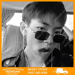 (HENGHA) ใหม่ แว่นตากันแดด กรอบโลหะ ทรงสี่เหลี่ยม ขนาดเล็ก แฟชั่นคลาสสิก สําหรับผู้ชาย และผู้หญิง เหมาะกับการขับรถ