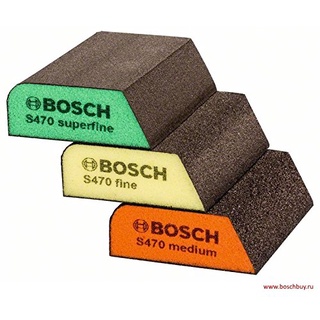 ฟองน้ำขัดถู กระดาษทรายฟองน้ำ Bosch รุ่น Profile (แพ็ค 3 ชิ้น) - Abrasive Sponge Set - Blue (3-Piece) - 2608621252