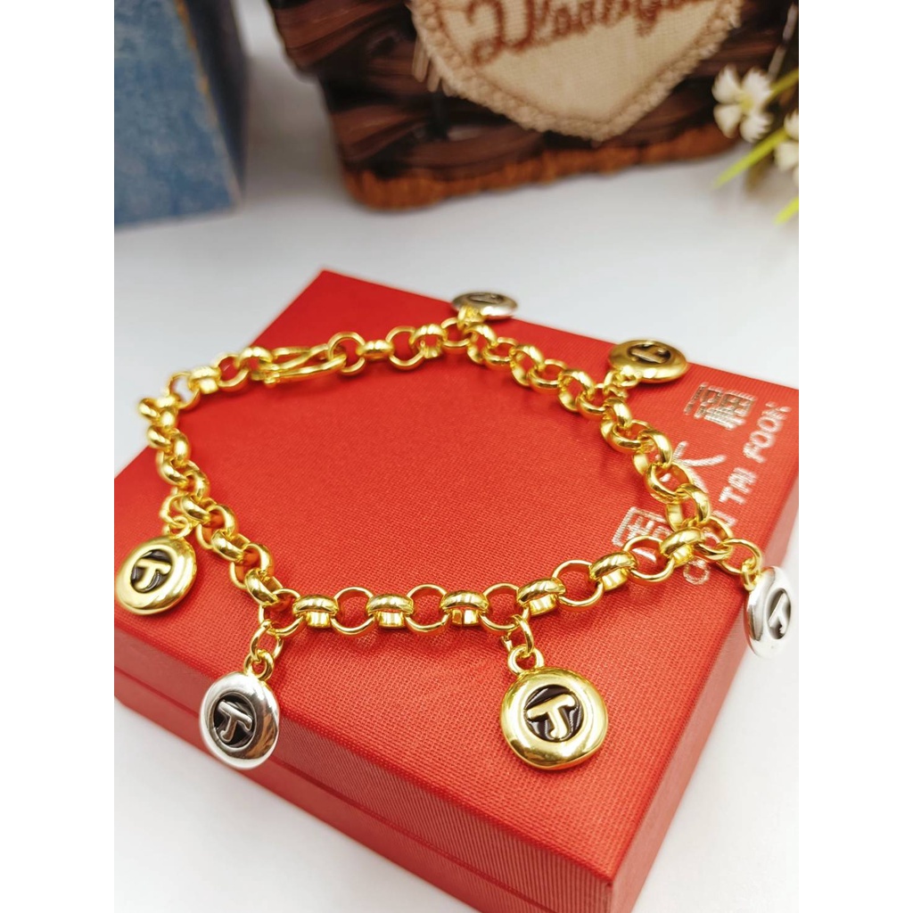 thaijy K313 สร้อยข้อมือหัวนะโม สร้อยนะโม ลงยาดำ สร้อยข้อมือหัวนะโม งานนะโม สร้อยทอง