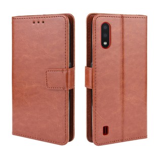 เคสสำ Samsung Galaxy A01 Case Leather Flip Back Cover Samsung A01 A015 GalaxyA01 เคสฝาพับ มือถือแล