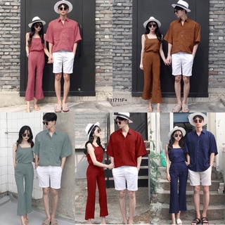 เสื้อเชิ้ตสีพื้น แขนสั้น แบบทรงตรง (ผู้หญิงTW11464) TT11711