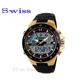 Swiss Sports Watch นาฬิกาข้อมือ นาฬิกาข้อมือผู้ชาย กันน้ำ No.W0105-BLACK/GOLD