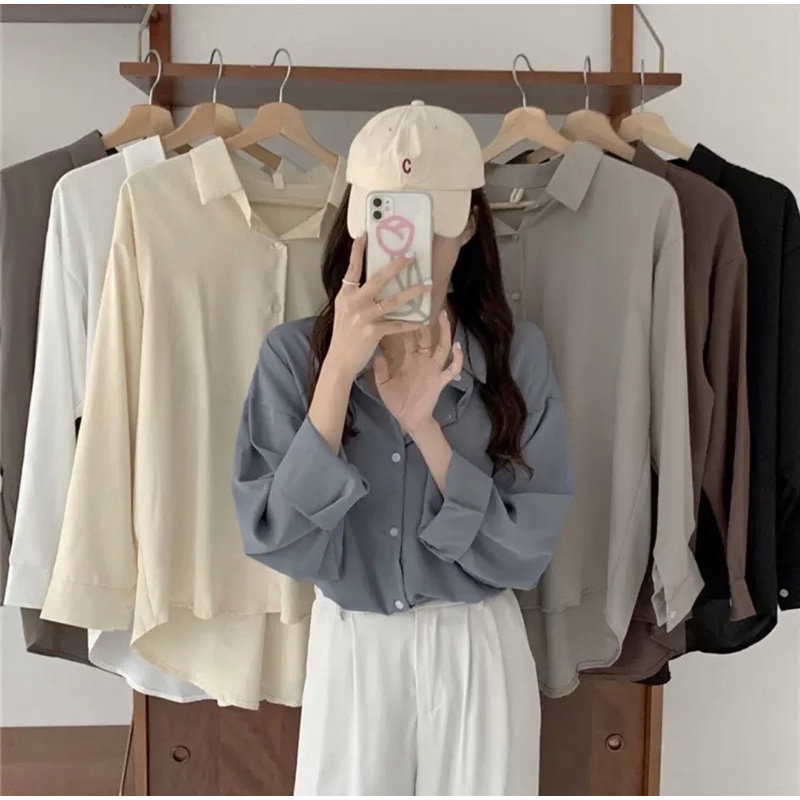 Somedays_closet l พร้อมส่ง Yuppy shirts เชิ้ตแขนยาวสไตล์เกาหลี สีตุ่นๆtimelessใส่ได้ตลอดไม่ตกเทรนด์