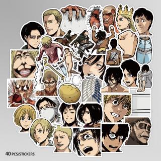 Y&amp;P| ชุดสติ๊กเกอร์กันน้ำลายกราฟฟิตี้ Attack on Titan อะนิเมะ, 40 แผ่น/ชุด