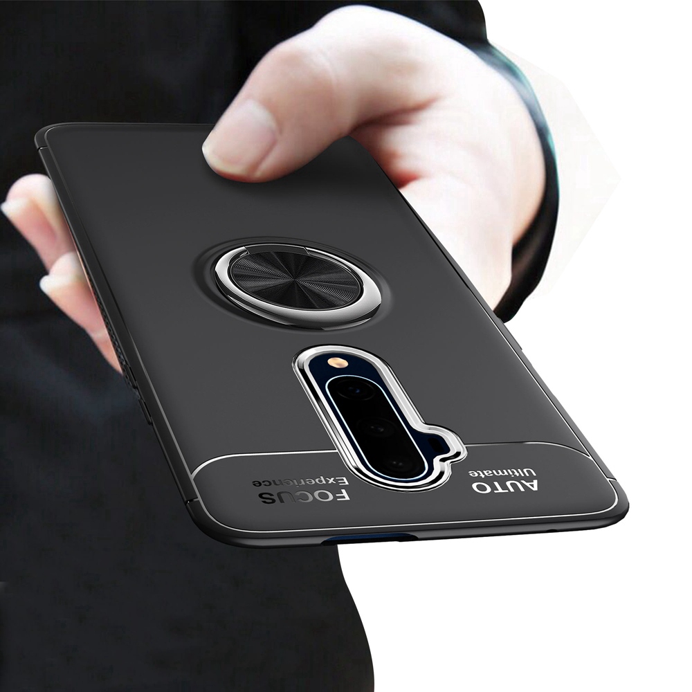 OnePlus 7T Pro Soft TPU Casing 1+7T Magnetic Car Ring Holder Case OnePlus7T Silicone Back Cover