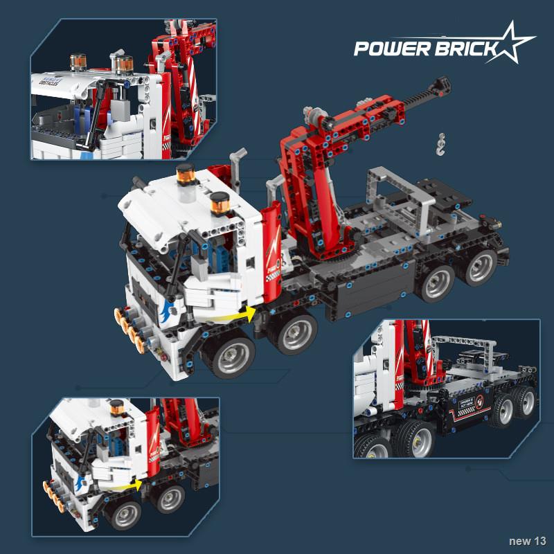 รถสปอร์ต MOC Building Block Crane Wrecker Car Technology Mechanical ...