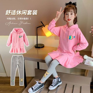 (พร้อมส่ง) ชุดเด็กโต เสื้อเเขนยาวมีฮู้ด+กางเกงเทา งานสวยตรงปก