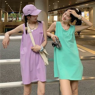 รุ่นใหม่ของเกาหลีสำหรับฤดูร้อนปี พร้อมส่ง แฟชั่นด้านนอกสวมกลางความยาวหลวมเสื้อแขนกุดนักเรียนลำลองกีฬาเสื้อกั๊กผู้หญิง
