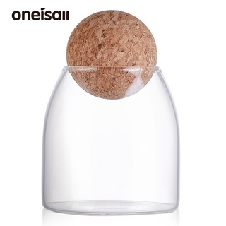 Oneisall โหลแก้วเก็บเมล็ดกาแฟ แบบไม้ พร้อมฝาปิด