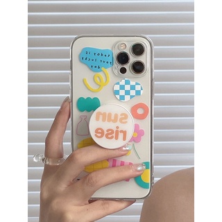 พร้องส่ง! เคสไอโฟน 13Pro (iphone13Pro Case) เคสใส ลายsunrise พร้อมตัวช่วยถือสมาร์ทโฟน