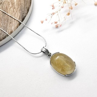 สร้อยคอเงินจี้เงินหินไหมทอง Rutilated Quartz